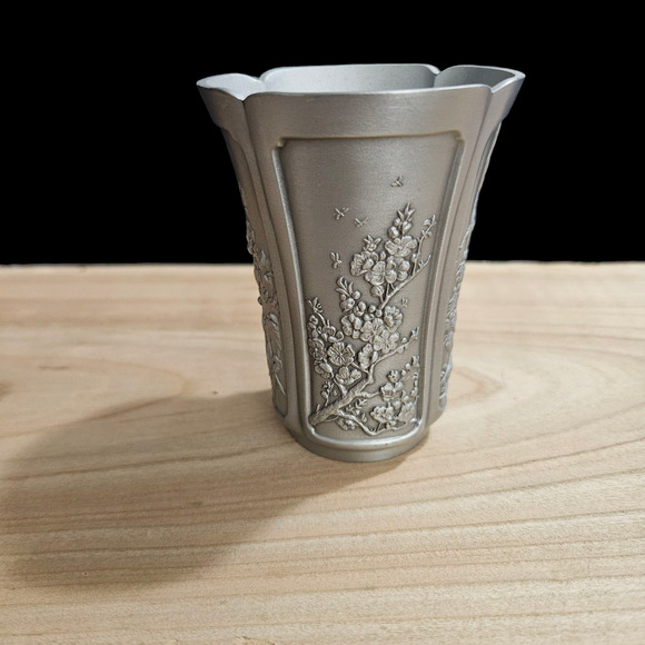 Royal Selangor Pewter Four Seasons Cup Embossed Floral Panel Tumbler - Picture 2 of 7